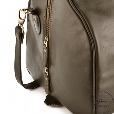 Кожаная дорожная сумка "Филипп" (хаки гладкая кожа)